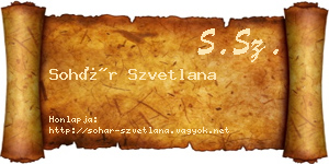 Sohár Szvetlana névjegykártya